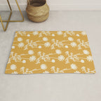 Wild Daisies Floral Botanical Pattern in Mustard Rug Gallery Image 1