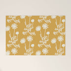 Wild Daisies Floral Botanical Pattern in Mustard Welcome Mat Gallery Image 1