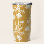 Wild Daisies Floral Botanical Pattern in Mustard Travel Mug Gallery Image 2