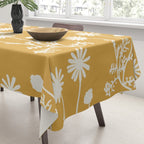 Wild Daisies Floral Botanical Pattern in Mustard Tablecloth Gallery Image 3