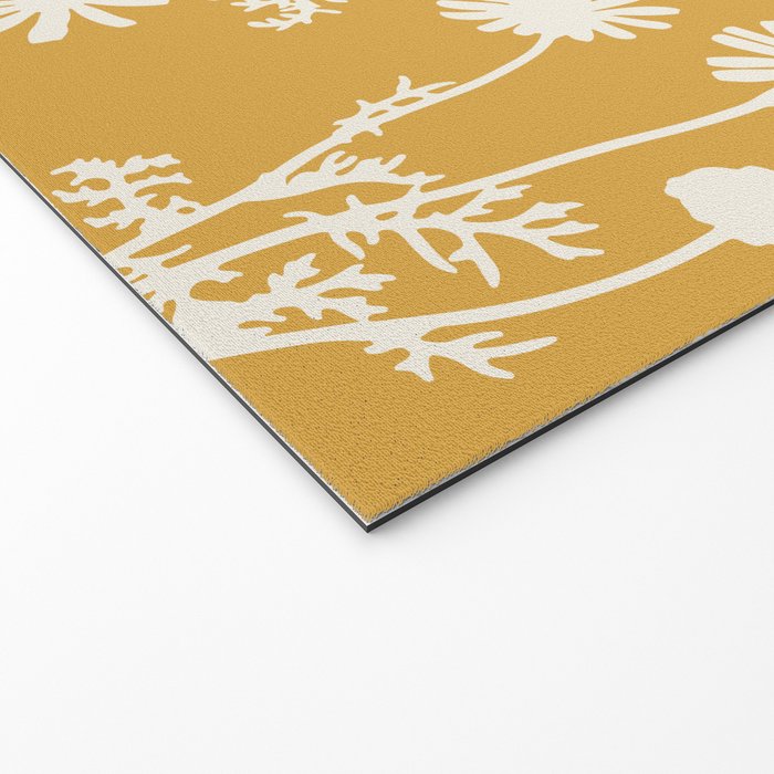 Wild Daisies Floral Botanical Pattern in Mustard Welcome Mat Gallery Image 2