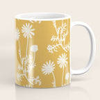 Wild Daisies Floral Botanical Pattern in Mustard Coffee Mug Gallery Image 1