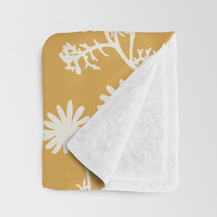 Wild Daisies Floral Botanical Pattern in Mustard Throw Blanket Gallery Image 3
