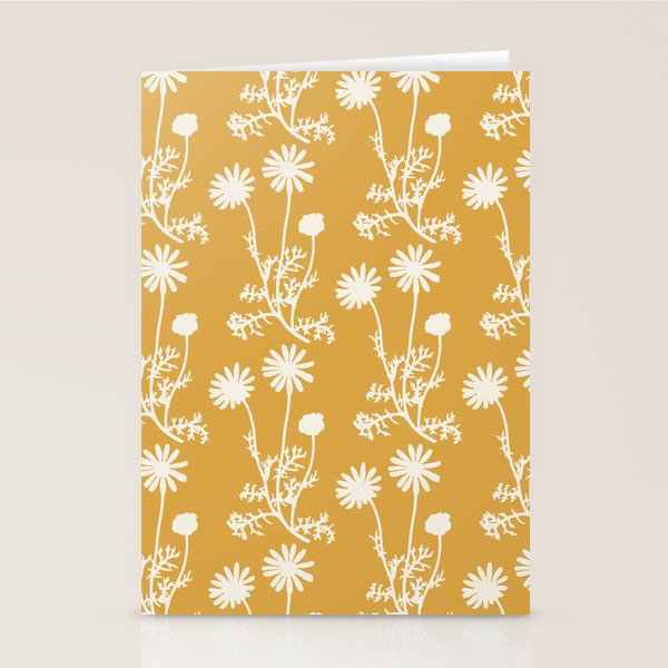 Wild Daisies Floral Botanical Pattern in Mustard Stationery Card Gallery Image 2