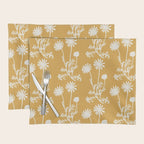 Wild Daisies Floral Botanical Pattern in Mustard Placemat Gallery Image 1