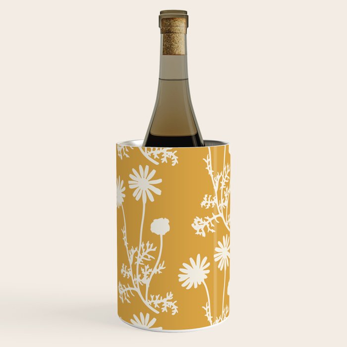 Wild Daisies Floral Botanical Pattern in Mustard Wine Chiller Gallery Image 2