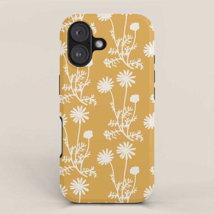 Wild Daisies Floral Botanical Pattern in Mustard iPhone Case Gallery Image 1