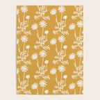 Wild Daisies Floral Botanical Pattern in Mustard Poster Gallery Image 4