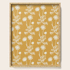 Wild Daisies Floral Botanical Pattern in Mustard Serving Tray Gallery Image 1