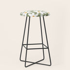 Daisy Time Retro Floral Pattern Sage Green White Mustard Stool Gallery Image 1