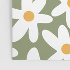 Daisy Time Retro Floral Pattern Sage Green White Mustard Poster Gallery Image 3