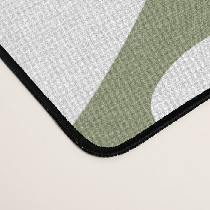 Daisy Time Retro Floral Pattern Sage Green White Mustard Desk Mat Gallery Image 4