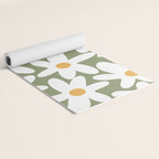 Daisy Time Retro Floral Pattern Sage Green White Mustard Yoga Mat Gallery Image 2