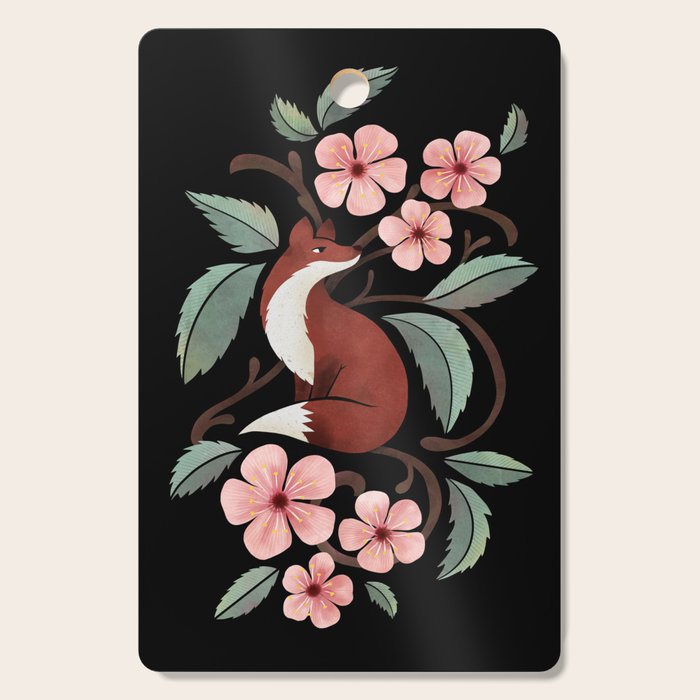 Fox in Cherry Blossoms Cutting Board Gallery Image 1