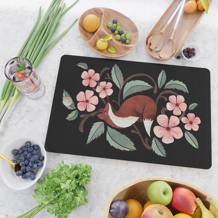 Fox in Cherry Blossoms Cutting Board Gallery Image 2