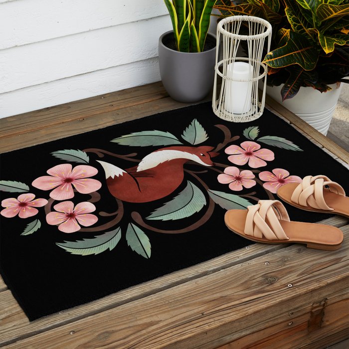 Fox in Cherry Blossoms Outdoor Rug Gallery Image 2
