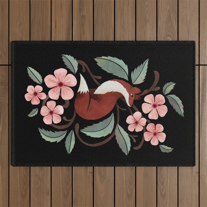 Fox in Cherry Blossoms Outdoor Rug Gallery Image 1
