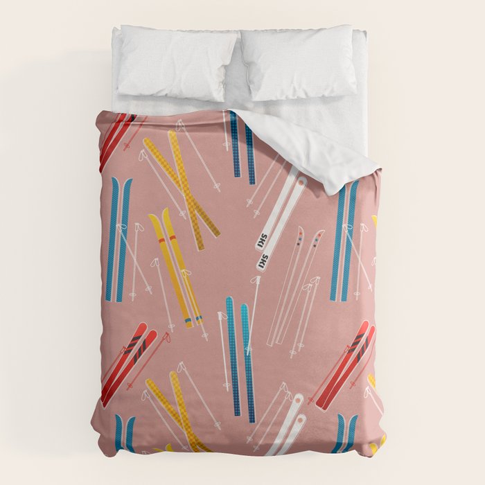 Colorful Ski Illustration and Pattern no 2 Duvet Cover Gallery Image 6