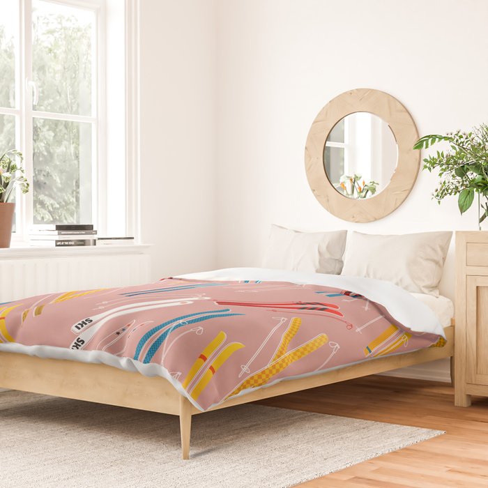 Colorful Ski Illustration and Pattern no 2 Duvet Cover Gallery Image 2