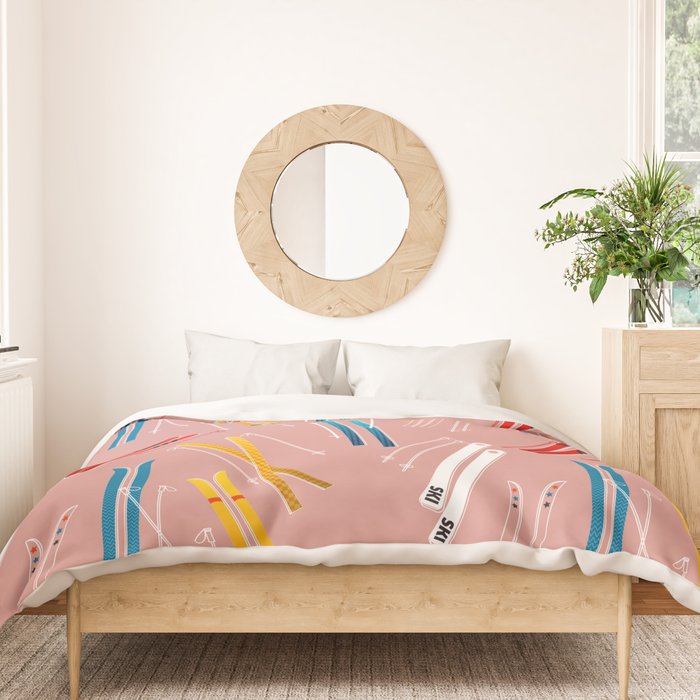 Colorful Ski Illustration and Pattern no 2 Duvet Cover Gallery Image 3
