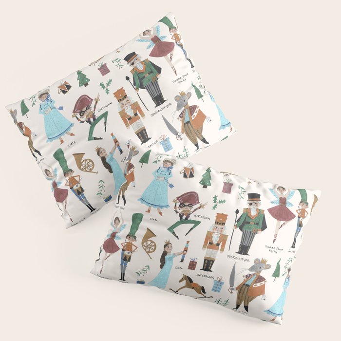 Festive Nutcracker holiday pattern Pillow Sham Gallery Image 1