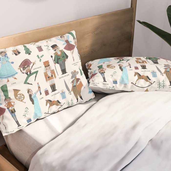 Festive Nutcracker holiday pattern Pillow Sham Gallery Image 2