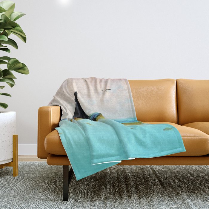 goldfish with a shark fin Throw Blanket Gallery Image 1