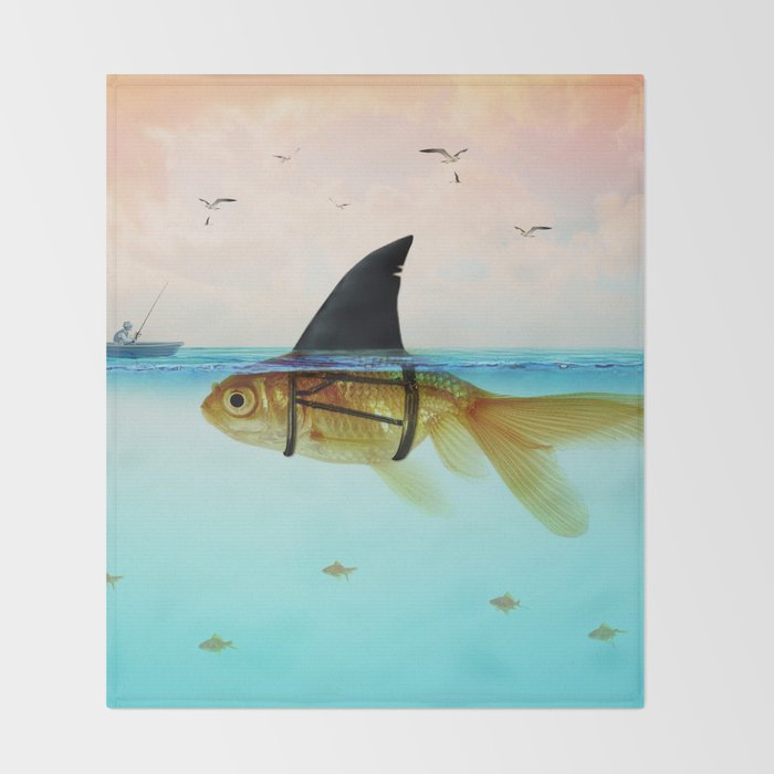 goldfish with a shark fin Throw Blanket Gallery Image 2
