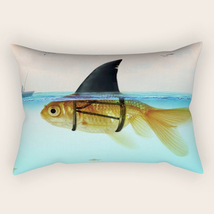 goldfish with a shark fin Rectangular Pillow Gallery Image 1