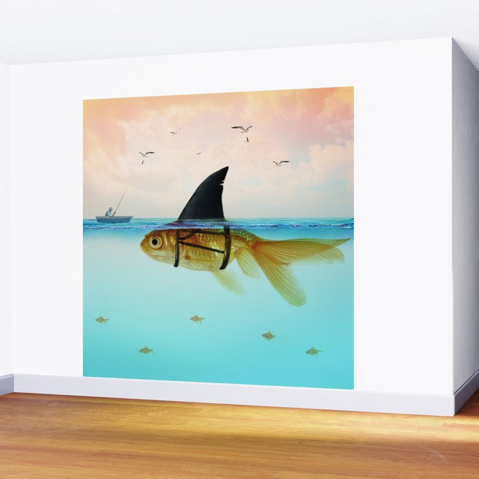 goldfish with a shark fin Wall Mural Gallery Image 2