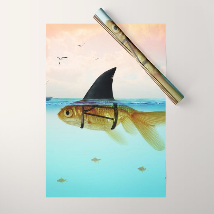 goldfish with a shark fin Wrapping Paper Gallery Image 1