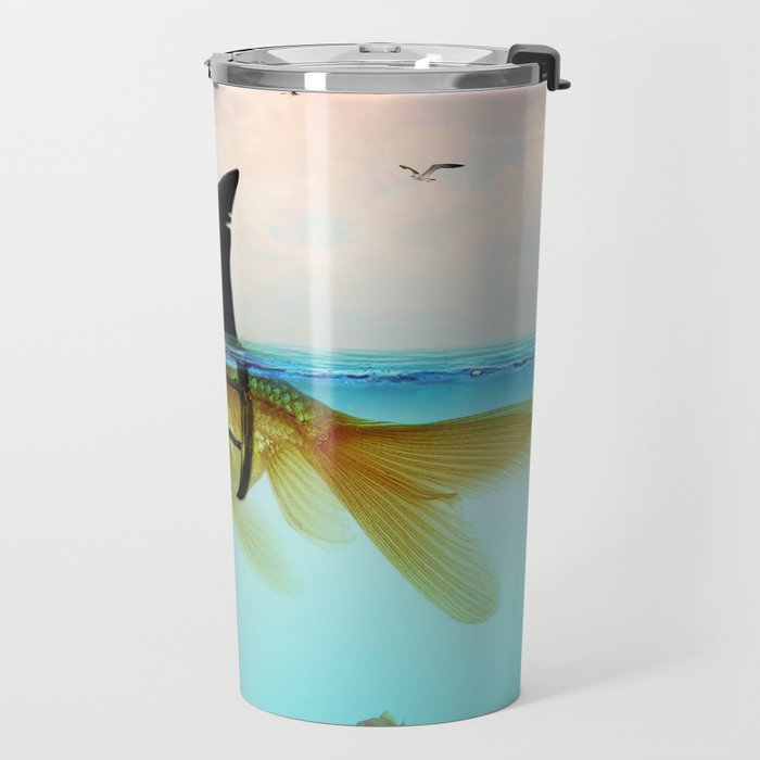 goldfish with a shark fin Travel Mug Gallery Image 2