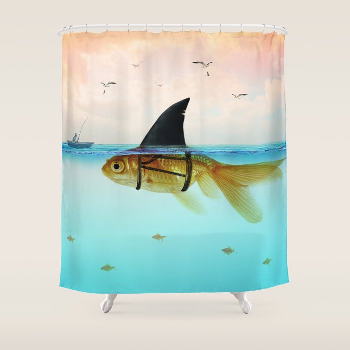 goldfish with a shark fin Shower Curtain Gallery Image 1