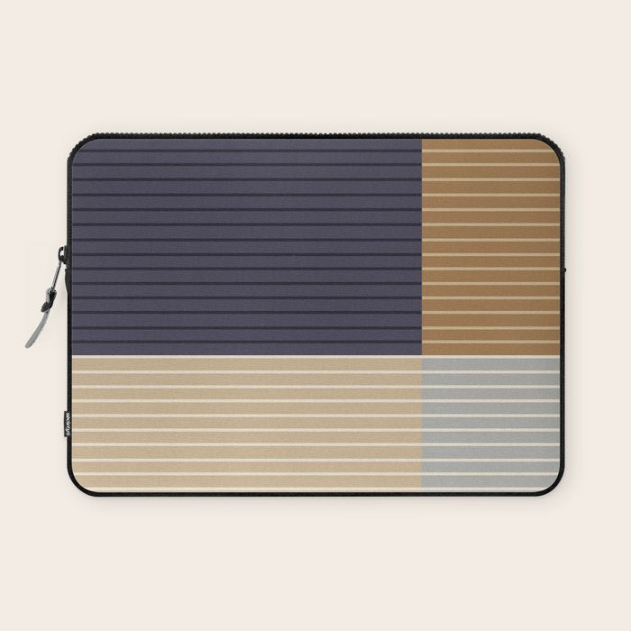 Color Block Line Abstract LIV Neutral Nautical Laptop Sleeve Gallery Image 1