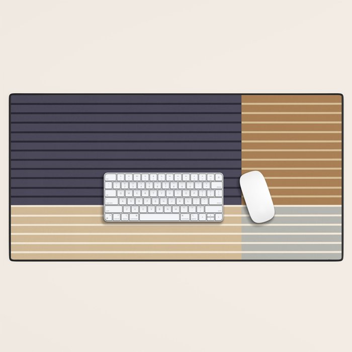 Color Block Line Abstract LIV Neutral Nautical Desk Mat Gallery Image 1
