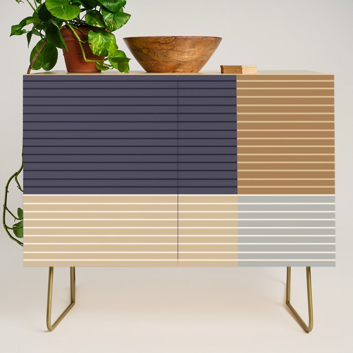 Color Block Line Abstract LIV Neutral Nautical Credenza Gallery Image 1