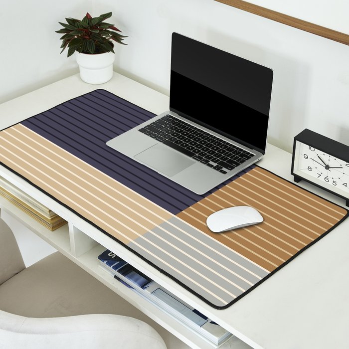 Color Block Line Abstract LIV Neutral Nautical Desk Mat Gallery Image 2