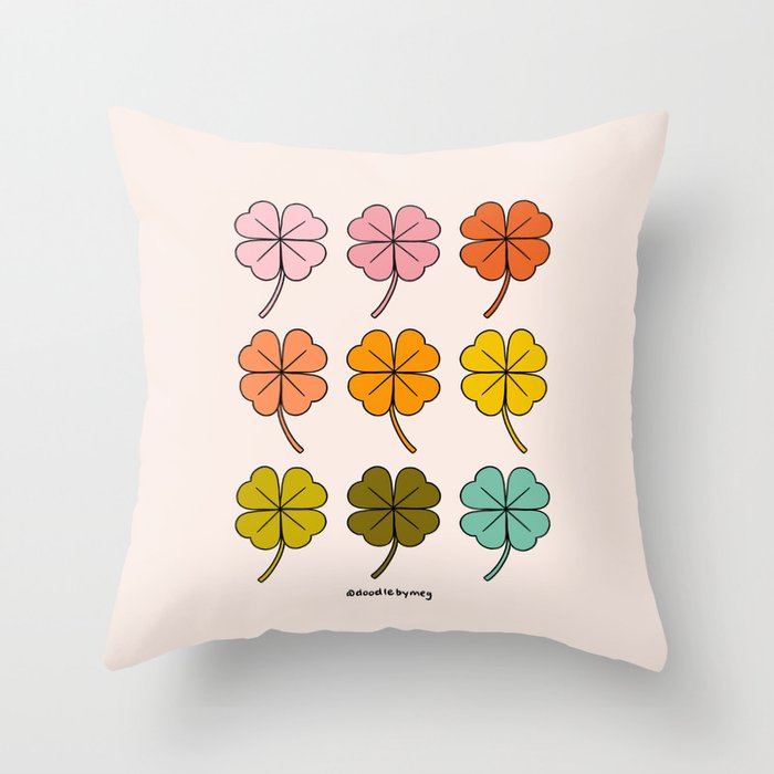 Rainbow Clovers Throw Pillow Gallery Image 1