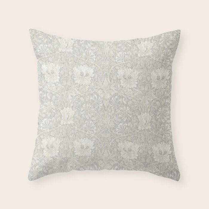 William Morris Honeysuckle & Tulip Light Grey Throw Pillow Gallery Image 6