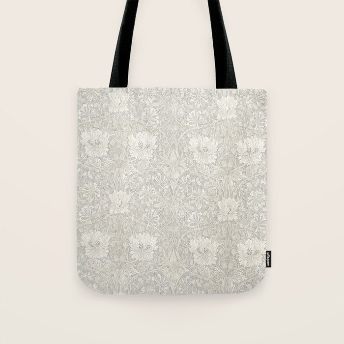 William Morris Honeysuckle & Tulip Light Grey Tote Bag Gallery Image 1