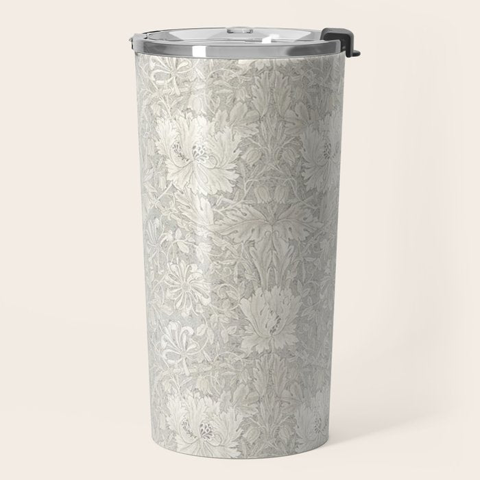 William Morris Honeysuckle & Tulip Light Grey Travel Mug Gallery Image 2