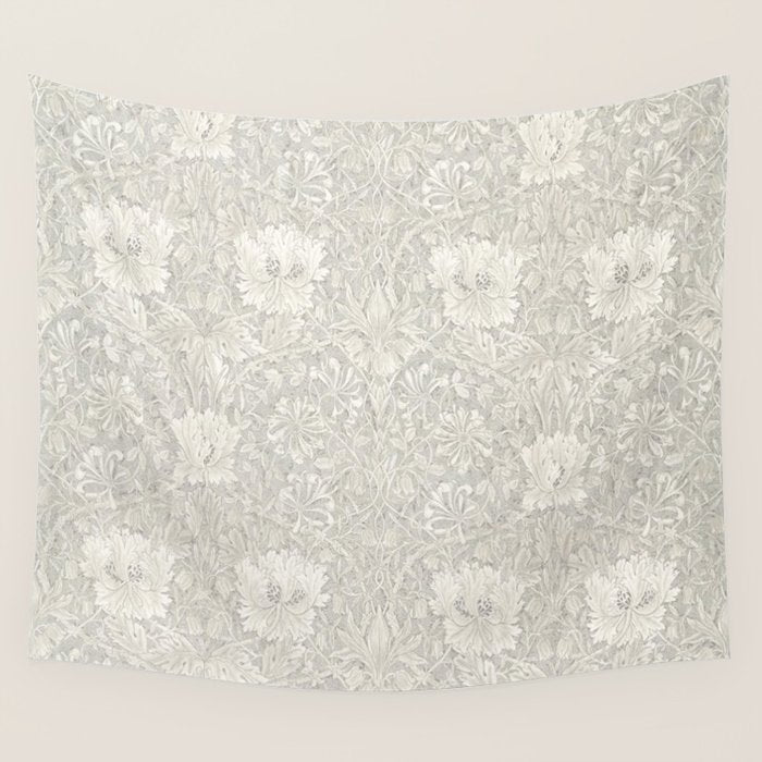 William Morris Honeysuckle & Tulip Light Grey Wall Tapestry Gallery Image 4