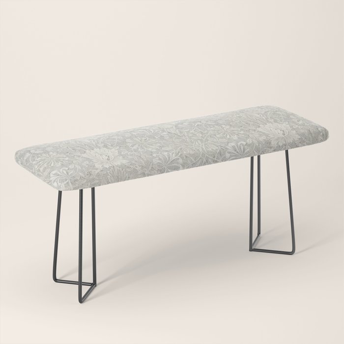 William Morris Honeysuckle & Tulip Light Grey Bench Gallery Image 1