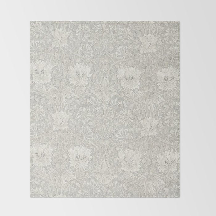 William Morris Honeysuckle & Tulip Light Grey Throw Blanket Gallery Image 2