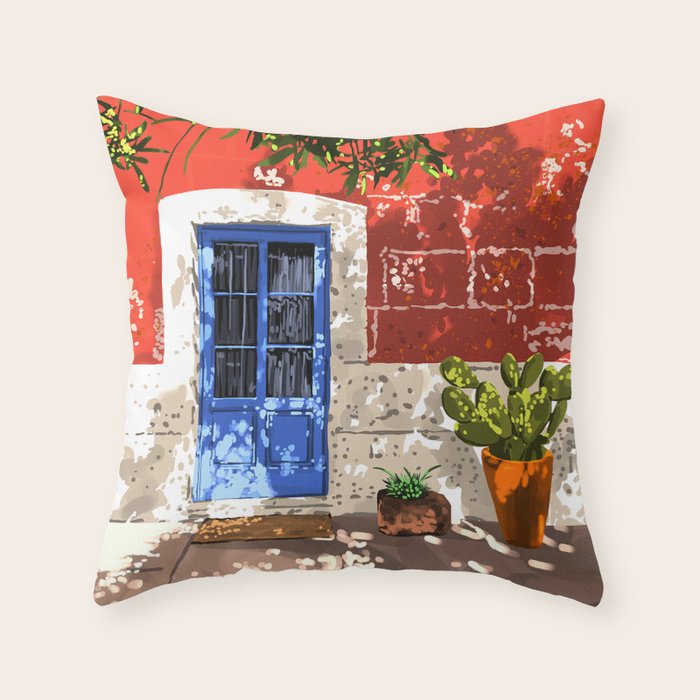 Intentful Living | Summer Architecture Travel Positivity | Optimism Good Vibes Bohemian House Door Throw Pillow Gallery Image 6