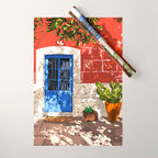 Intentful Living | Summer Architecture Travel Positivity | Optimism Good Vibes Bohemian House Door Wrapping Paper Gallery Image 1