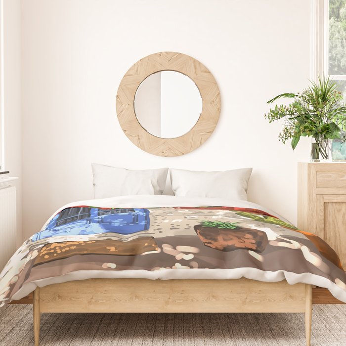 Intentful Living | Summer Architecture Travel Positivity | Optimism Good Vibes Bohemian House Door Duvet Cover Gallery Image 3