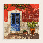 Intentful Living | Summer Architecture Travel Positivity | Optimism Good Vibes Bohemian House Door Wood Wall Art Gallery Image 1