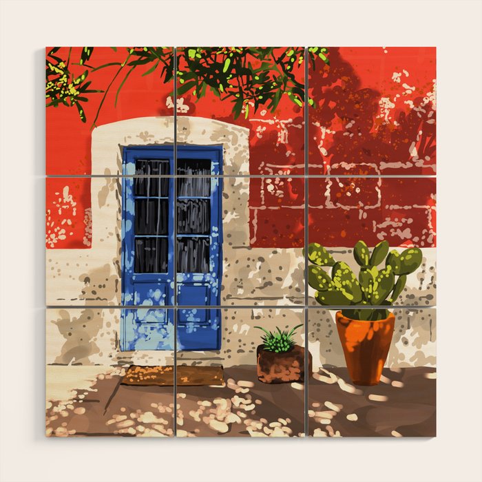 Intentful Living | Summer Architecture Travel Positivity | Optimism Good Vibes Bohemian House Door Wood Wall Art Gallery Image 1