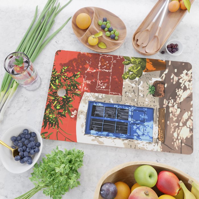 Intentful Living | Summer Architecture Travel Positivity | Optimism Good Vibes Bohemian House Door Cutting Board Gallery Image 2